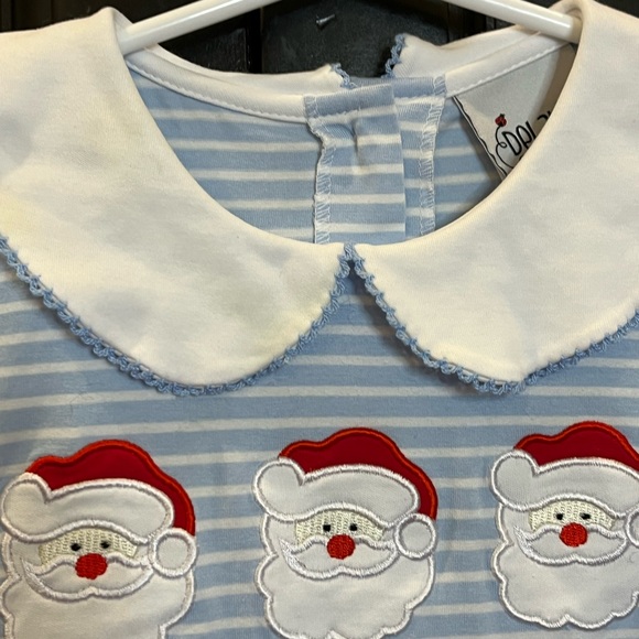 Christmas Outfit Three Santas Dress Size 4 Holiday Peter Pan Collar by Delaney - Picture 7 of 10